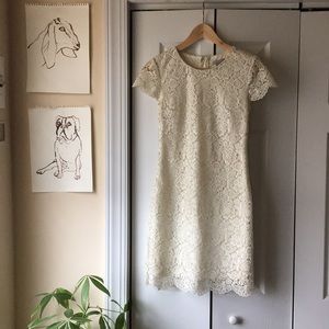 H&M Cream Lace Cap Sleeve Mini Dress